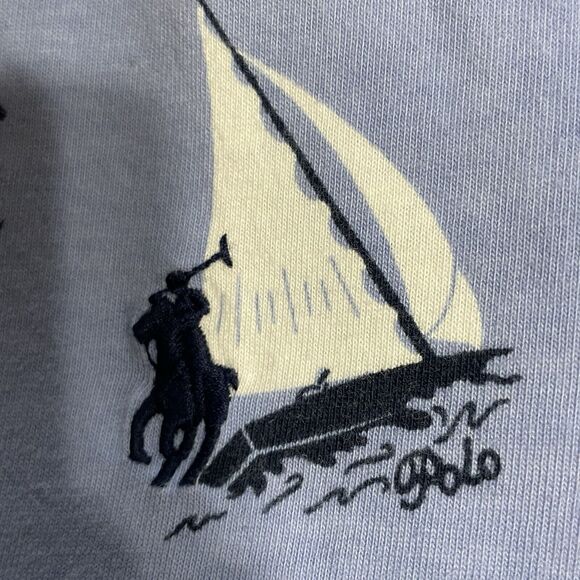 Polo Ralph Lauren Hooded Cotton Jersey Men L Blue Sailing Bear Print Long Sleeve - Picture 4 of 12